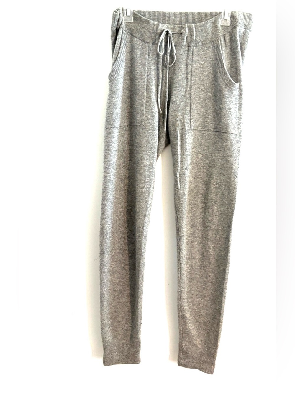 Cynthia Rowley Size S 100% Cashmere Gray Knit Drawstring Jogger Pants